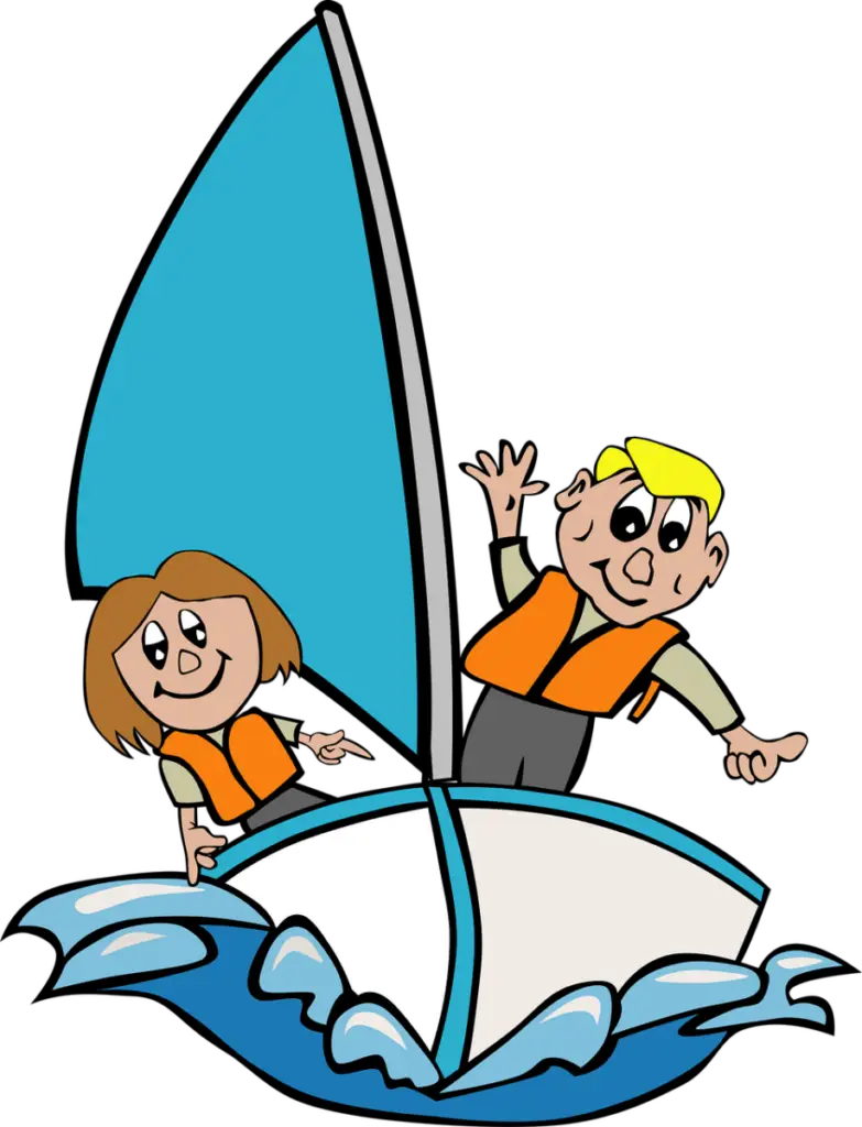 sailboat, nature, children, kids, boy, girl, sailing, sea, water, ocean, vacation, childhood, boating, cruise, cartoon, cartoon drawing, cut out