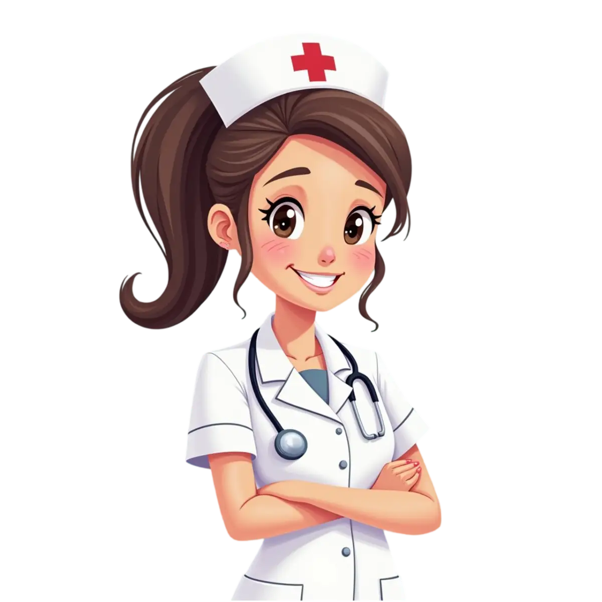 nurse, woman, cartoon, character, healthcare, medical, care, stethoscope, help, support, cutout